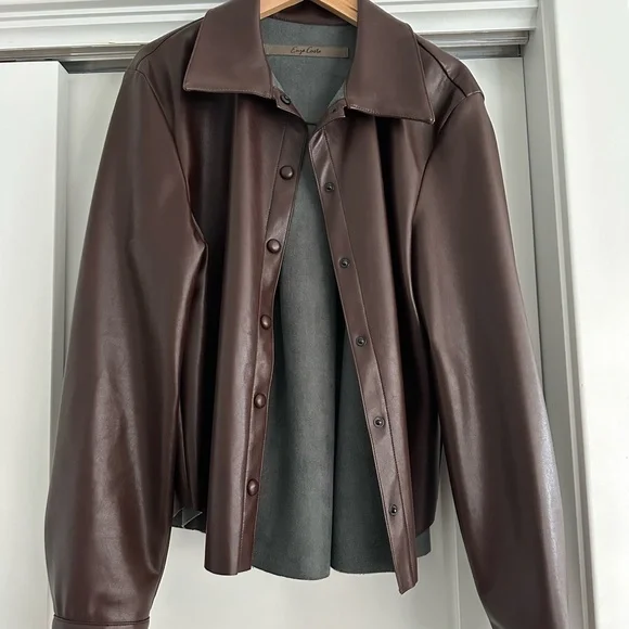 Enza Costa Brown Leather Jacket - Picture 1 of 3